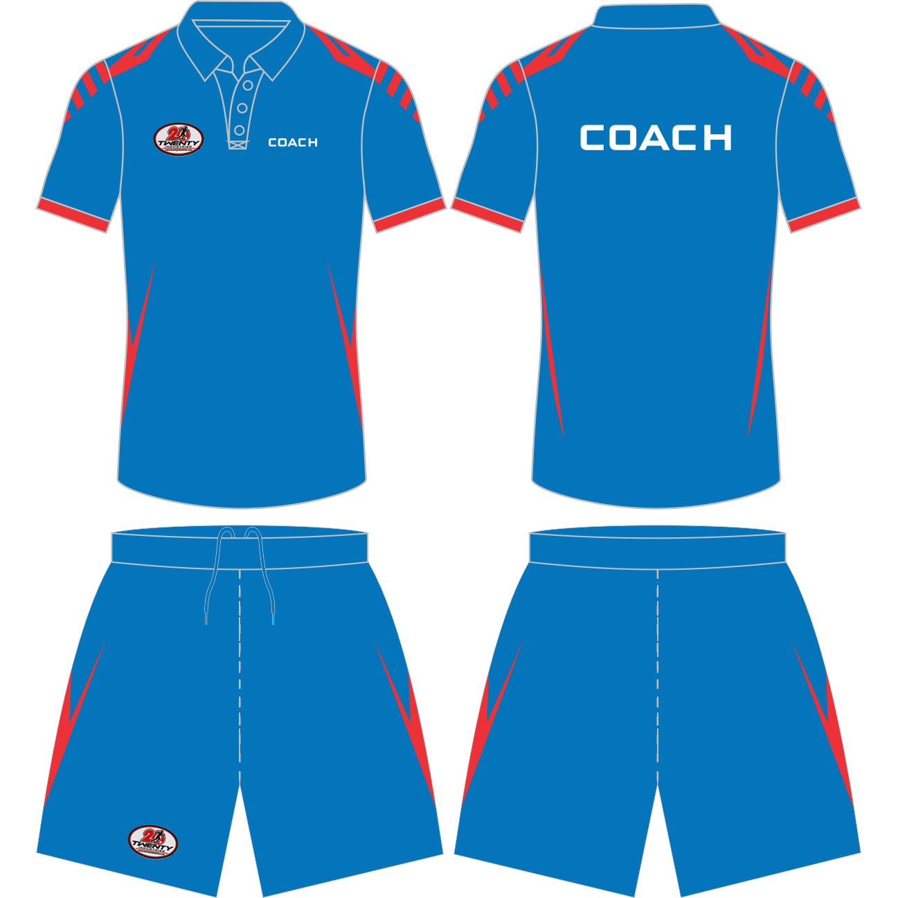 Professional Athletic Coach Polo T-Shirt & Shorts Kit