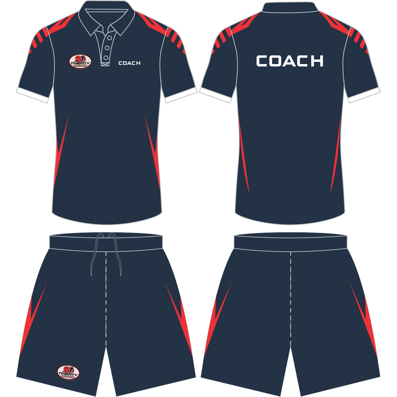 Professional Athletic Coach Polo T-Shirt & Shorts Kit