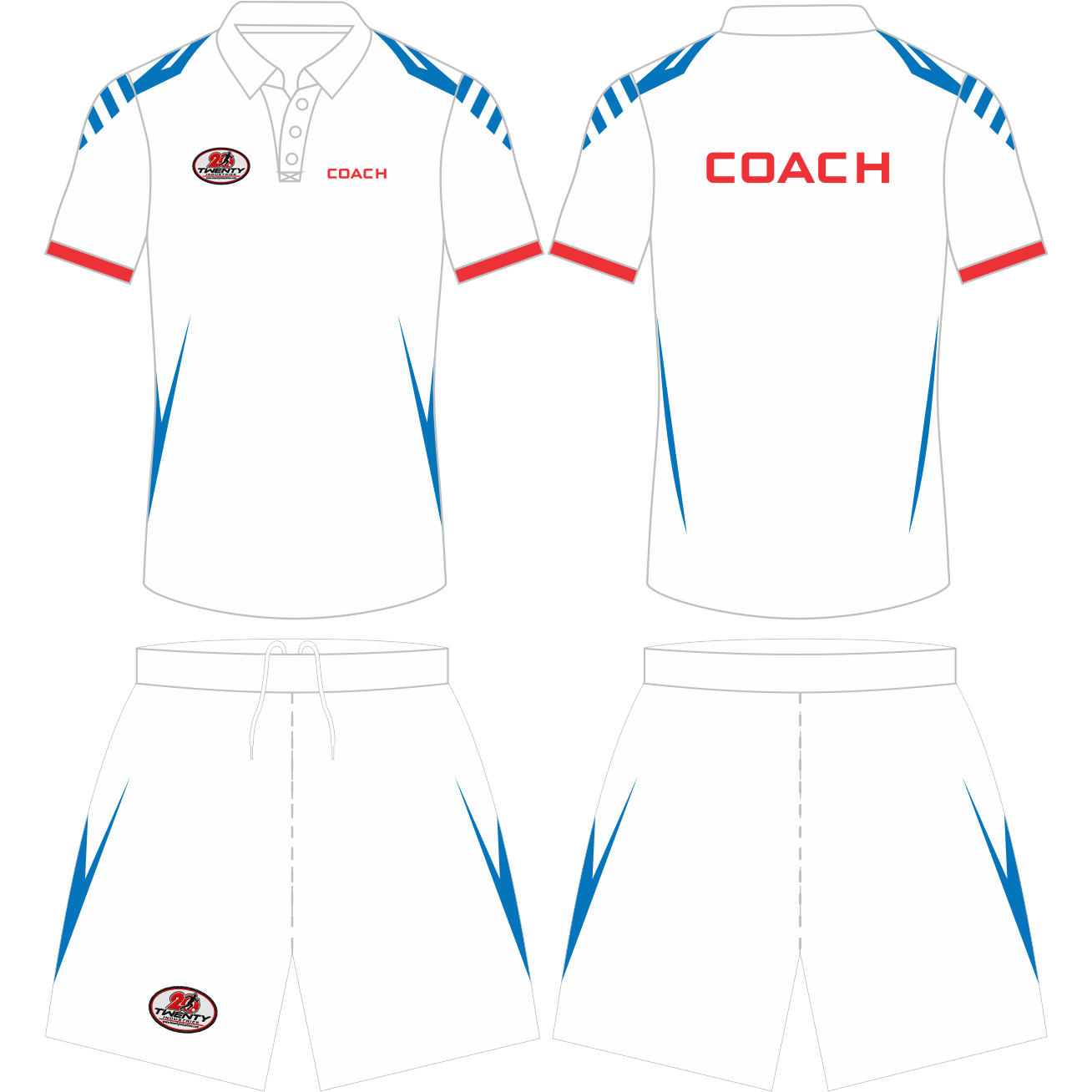 Professional Athletic Coach Polo T-Shirt & Shorts Kit